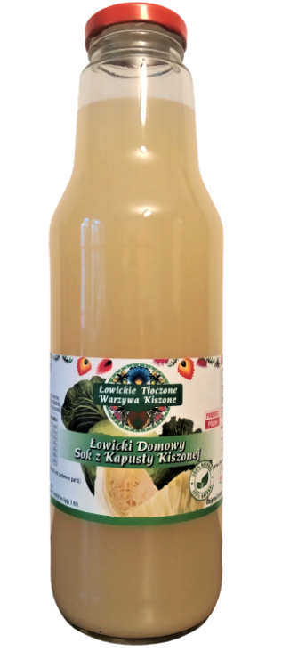 Łowicki Domowy Sok z KAPUSTY Kiszonej 750ml, wyciskany z naturalnej kiszonki