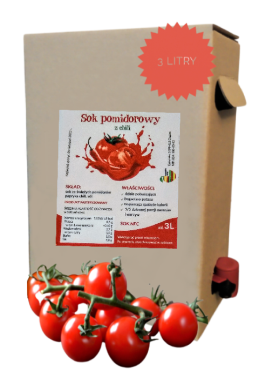 Sok pomidorowy z chili Łowicki Tłoczony 3L 100% NFC.png